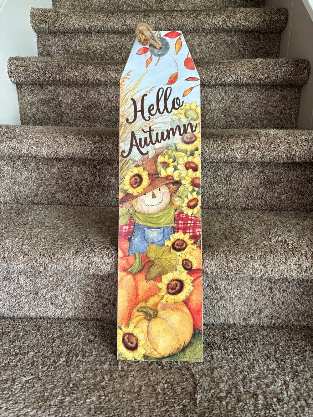 Hello Autumn Vertical Wall Sign - Multicolor
